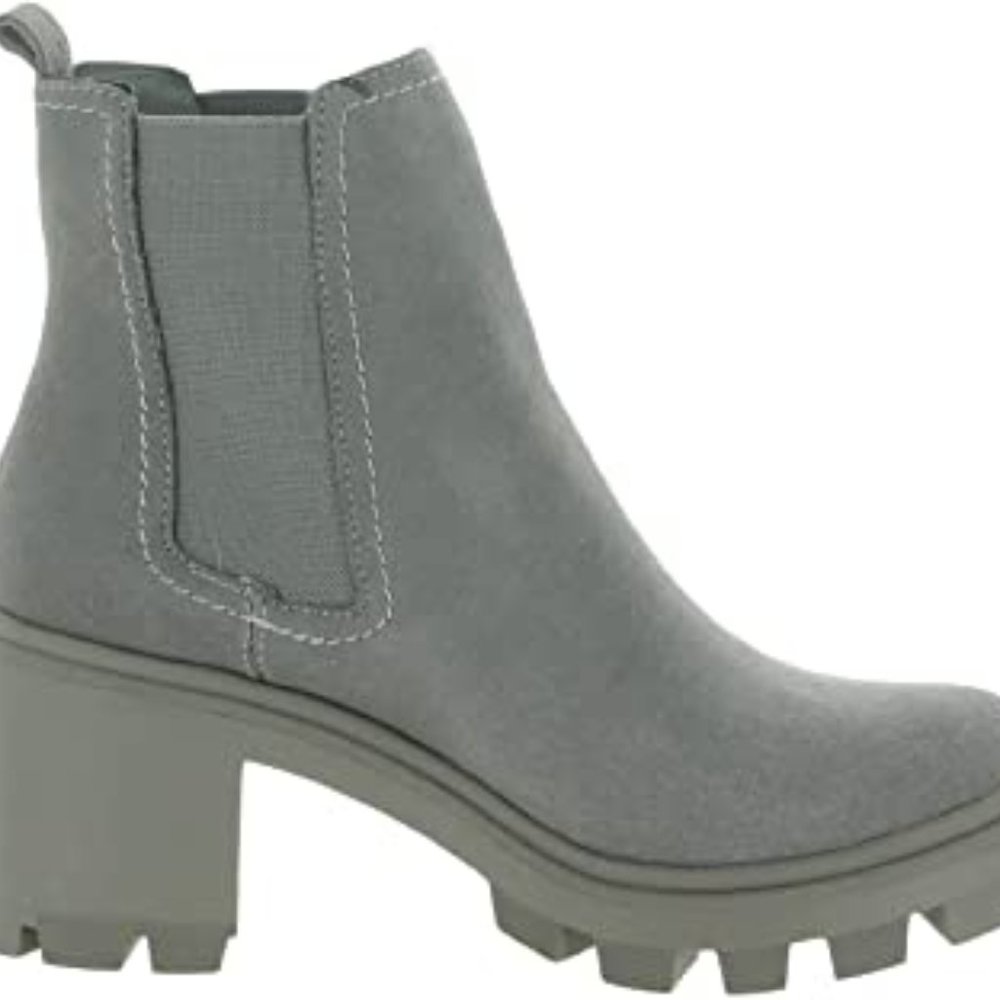 SPLENDID Melisa Suede Gray Combat Chunky Heel Chelsea Boots Shoes Booties